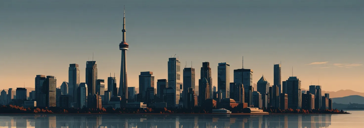 Canadian city skylines side by side with price comparison bars