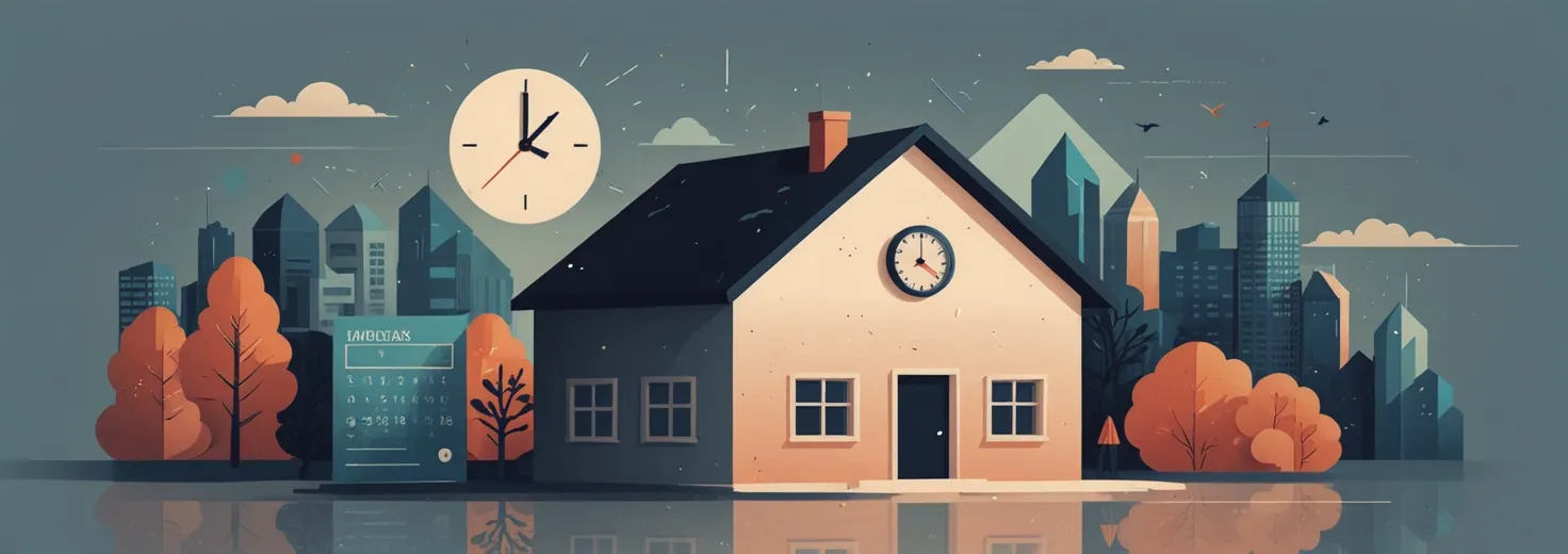 Clock and calendar with a house growing larger over time showing rising prices